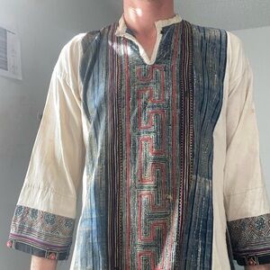 Handmade one of a kind embroidered shirt. Unisex. Cotton.